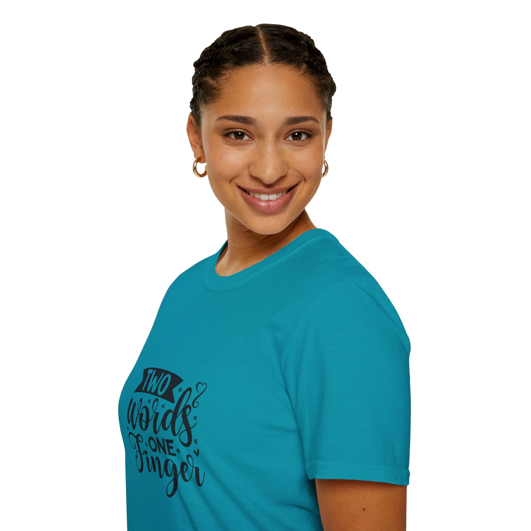 Graphic Tee — "Two Words One Finger" Funny T-Shirt