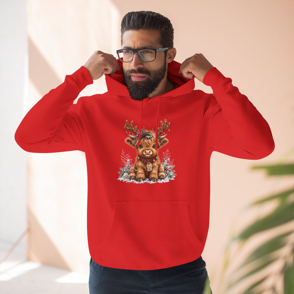 Cute Reindeer Fleece Hoodie - Christmas Woodland Holiday Sweatshirt