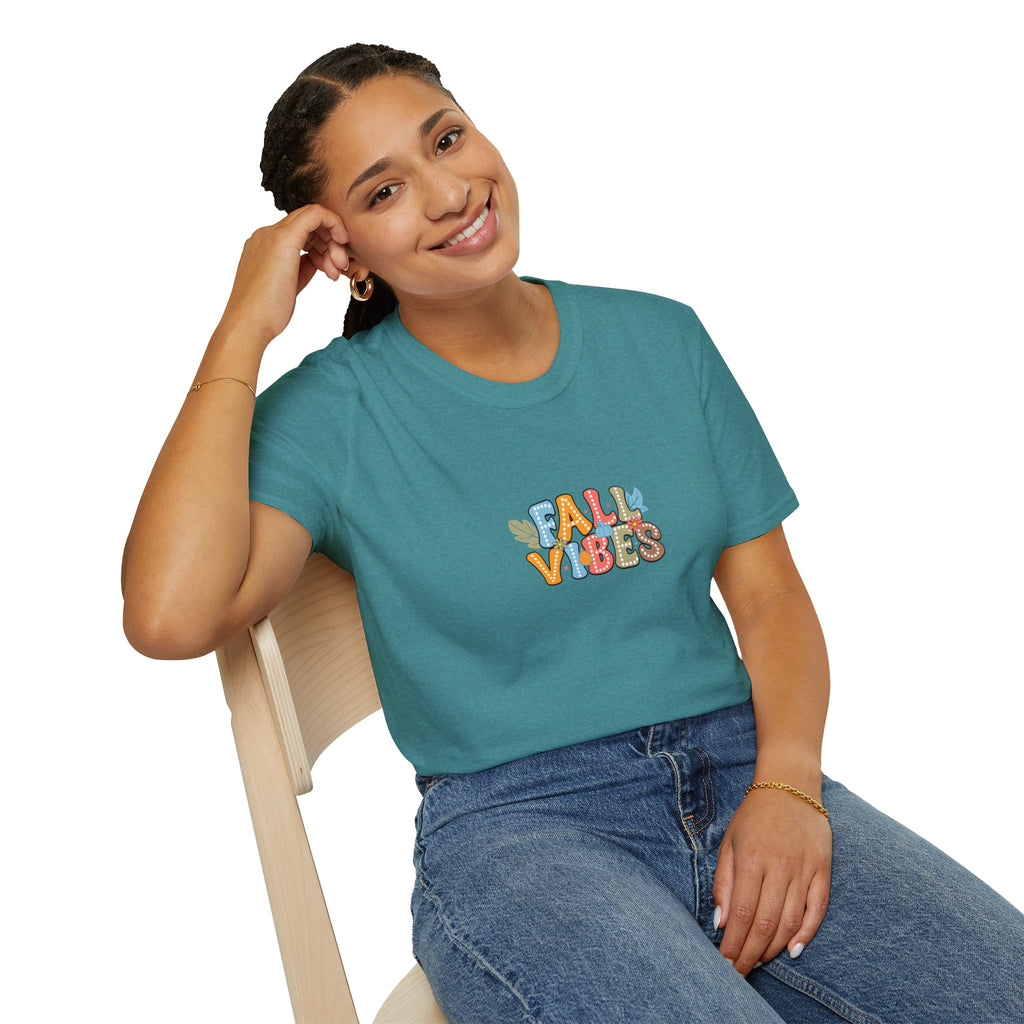 Fall Vibes Colorful Autumn T-Shirt — Cute Fall Gift for Women Graphic Tee