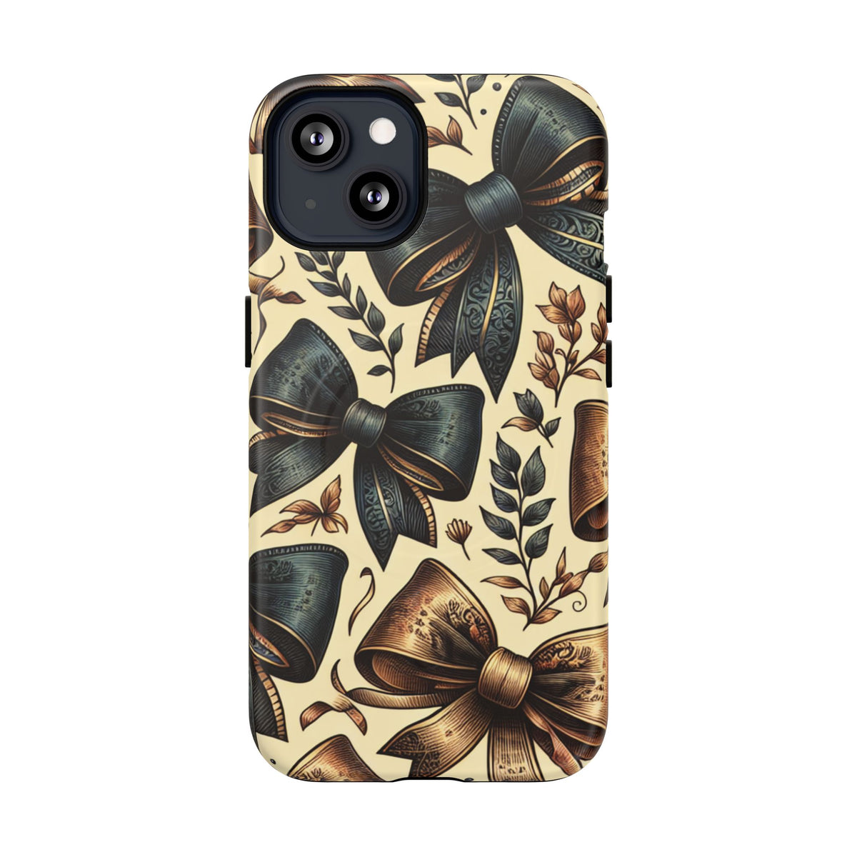 Bow Pattern Tough Magnetic Phone Case — Vintage Ribbon Floral Design