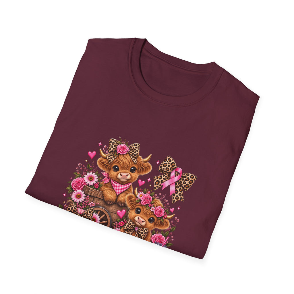 Breast Cancer Awareness Highland Cow T-Shirt