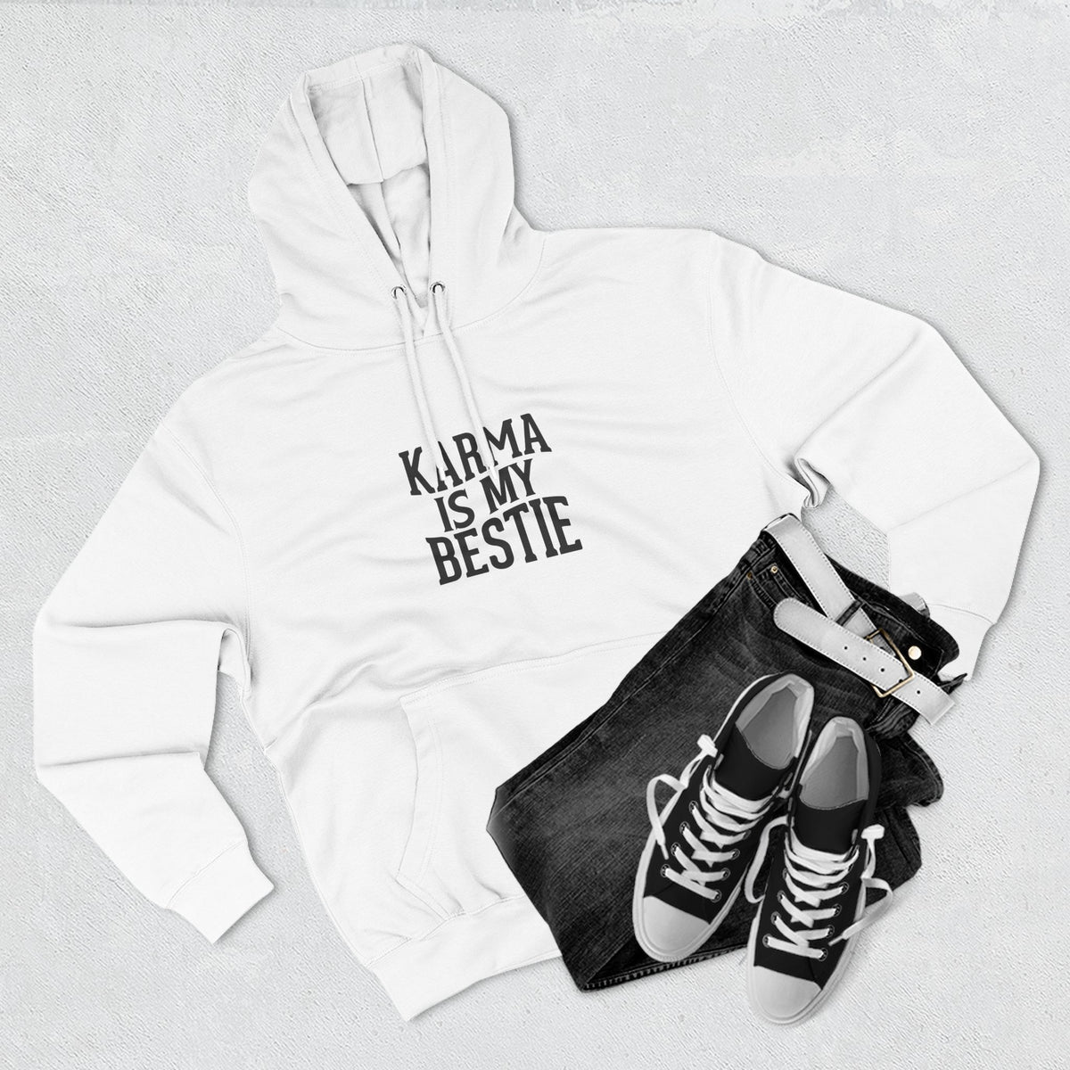 Karma Is My Bestie Graphic Pullover Hoodie