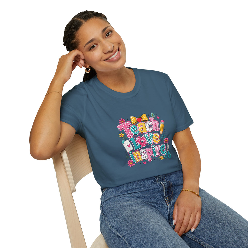 Teach Love Inspire T-Shirt — Cute Colorful Teacher Gift School Appreciation Tee