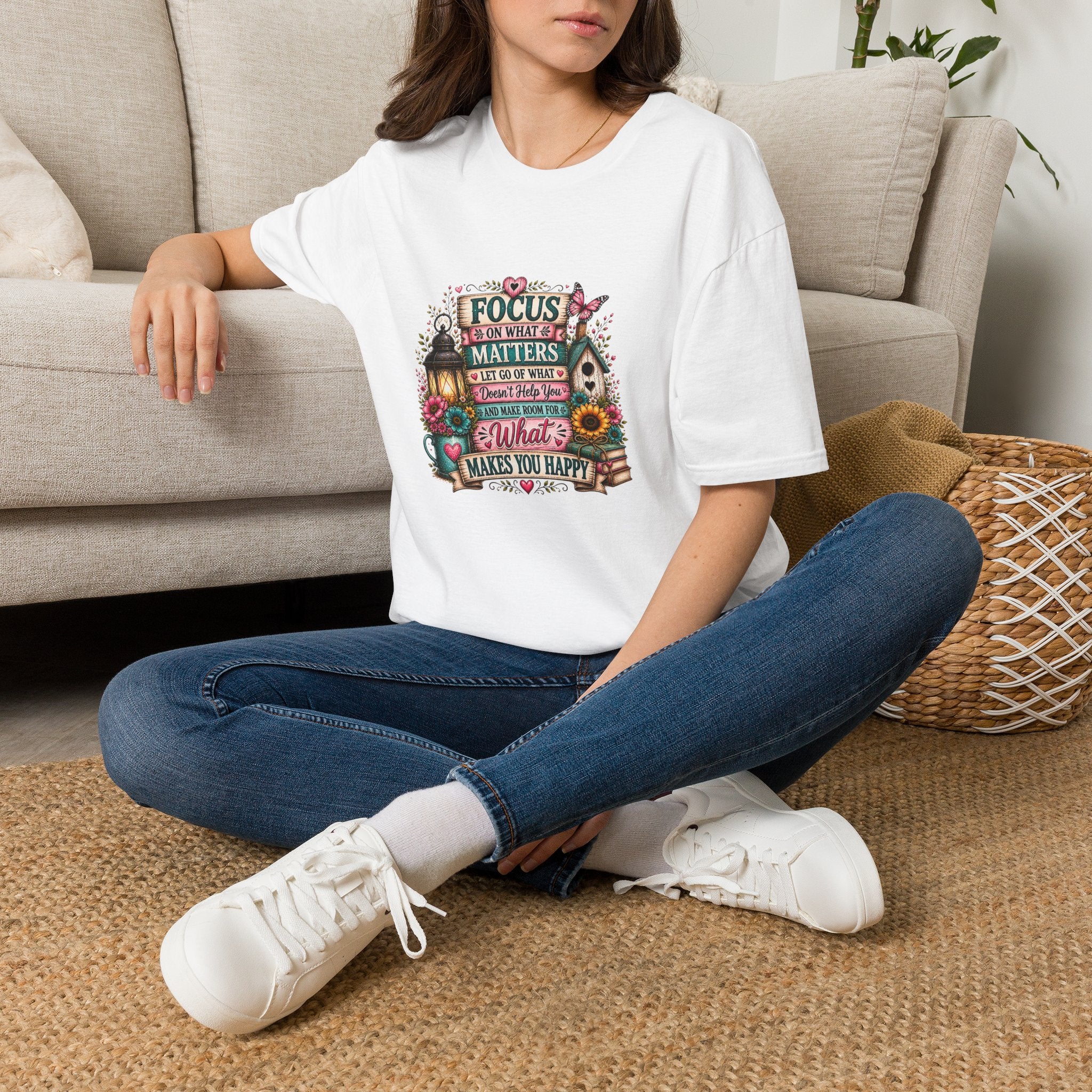 Focus on What Matters Floral T-Shirt — Inspirational Motivational Gift for Women Tee