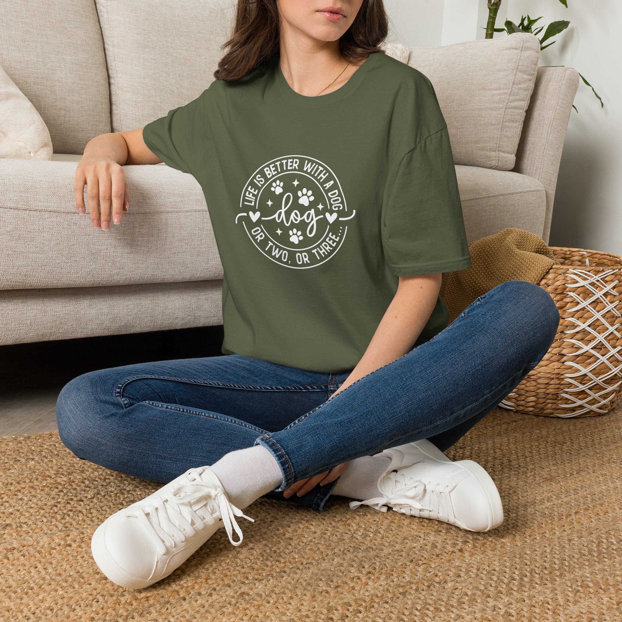 Life Is Better With a Dog T-Shirt — Funny Dog Lover Gift for Women Paw Print Tee