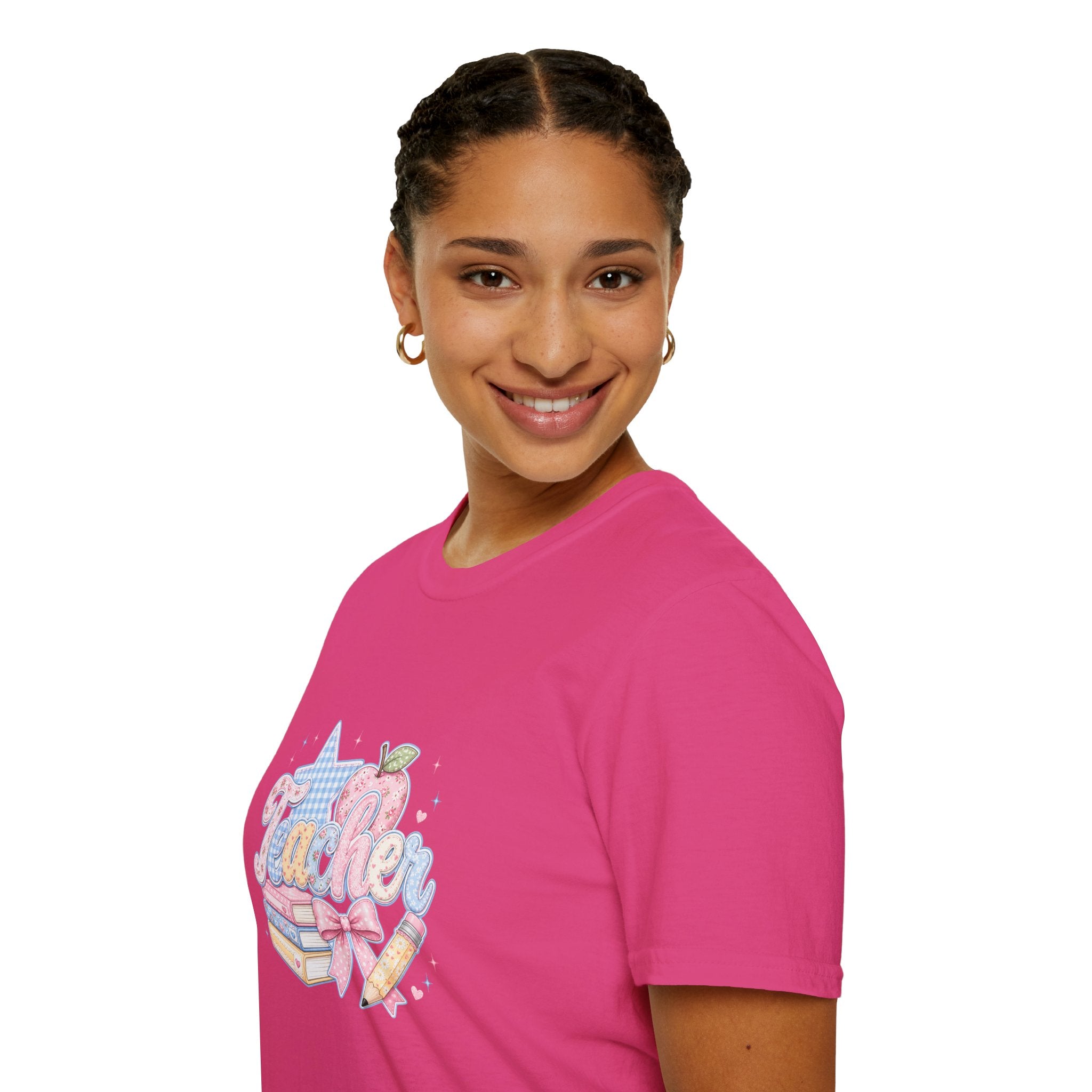 Cute Pastel Apple & Books Teacher T-Shirt — Funny Back-to-School Gift Graphic Tee