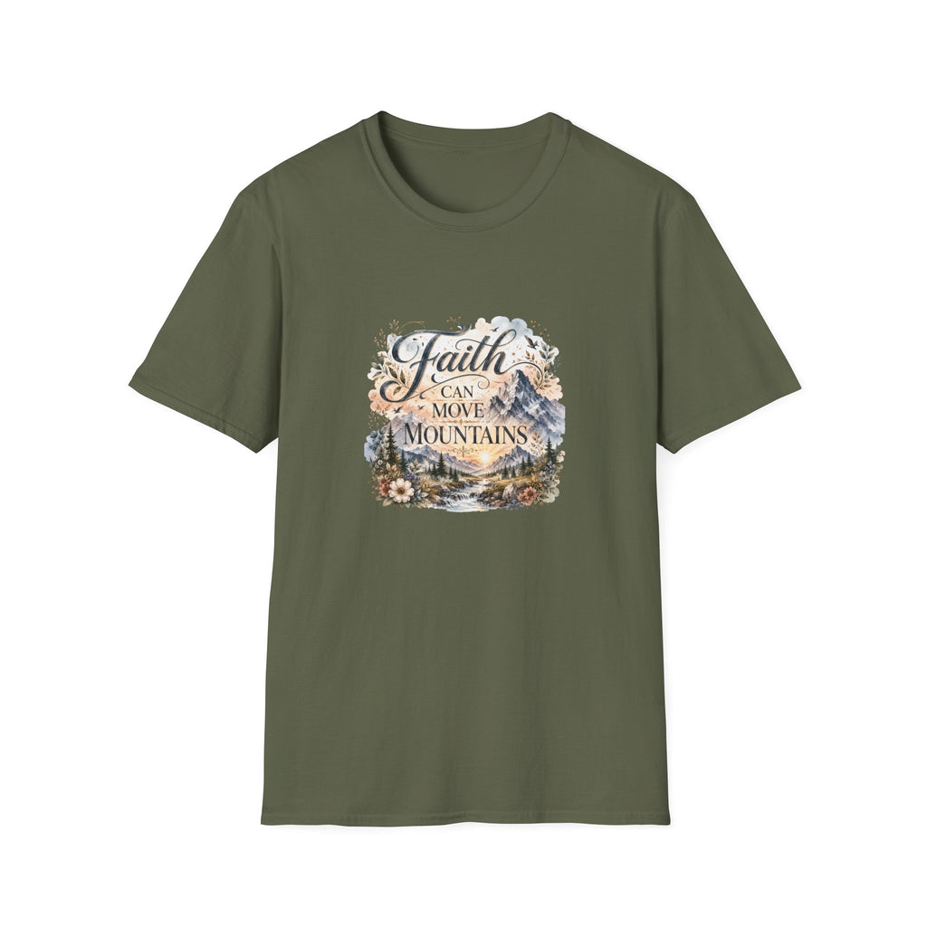 Faith Can Move Mountains T-Shirt Inspirational Christian Mountain Graphic Tee