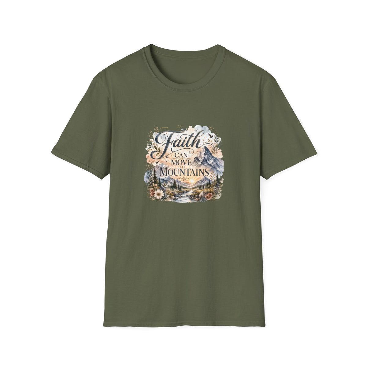 Faith Can Move Mountains T-Shirt Inspirational Christian Mountain Graphic Tee
