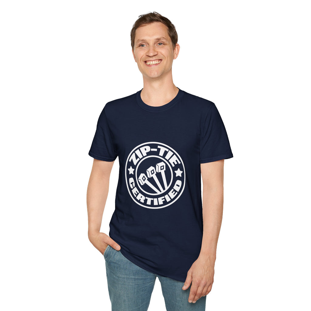 Zip-Tie Certified T-Shirt — Funny Handyman Gift for Him Bold Graphic Tee