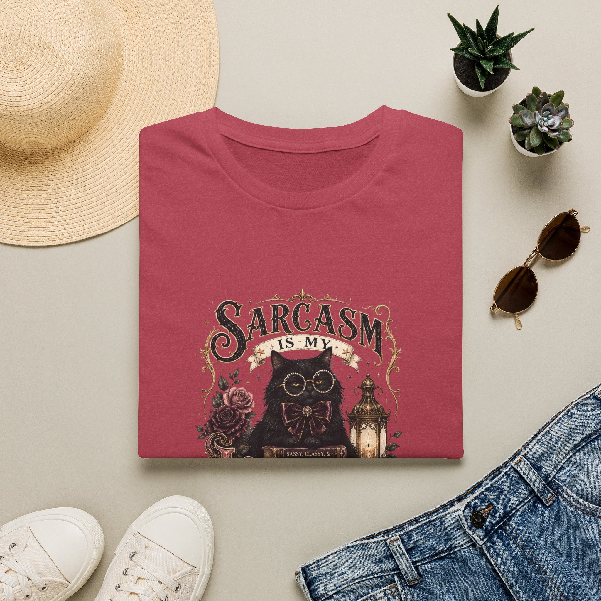 Sarcasm Is My Love Language Cat T-Shirt — Funny Gift for Her Vintage Graphic Tee