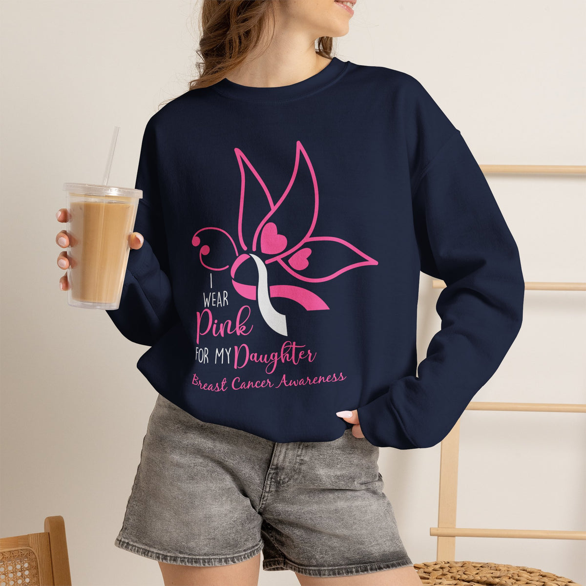 I Wear Pink for My Daughter Breast Cancer Sweatshirt