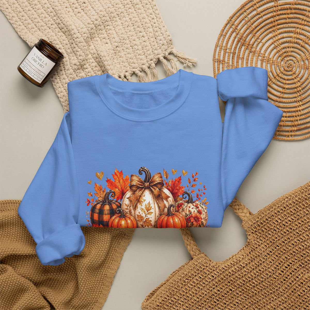 Thanksgiving Pumpkin Crewneck Sweatshirt — Happy Thanksgiving Harvest Design
