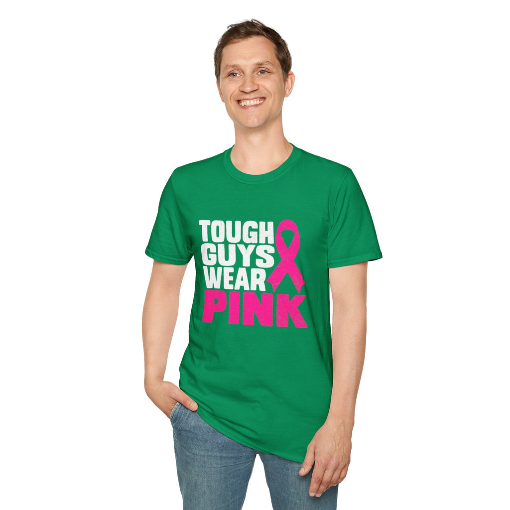 Tough Guys Wear Pink Breast Cancer Awareness T-Shirt Graphic Tee