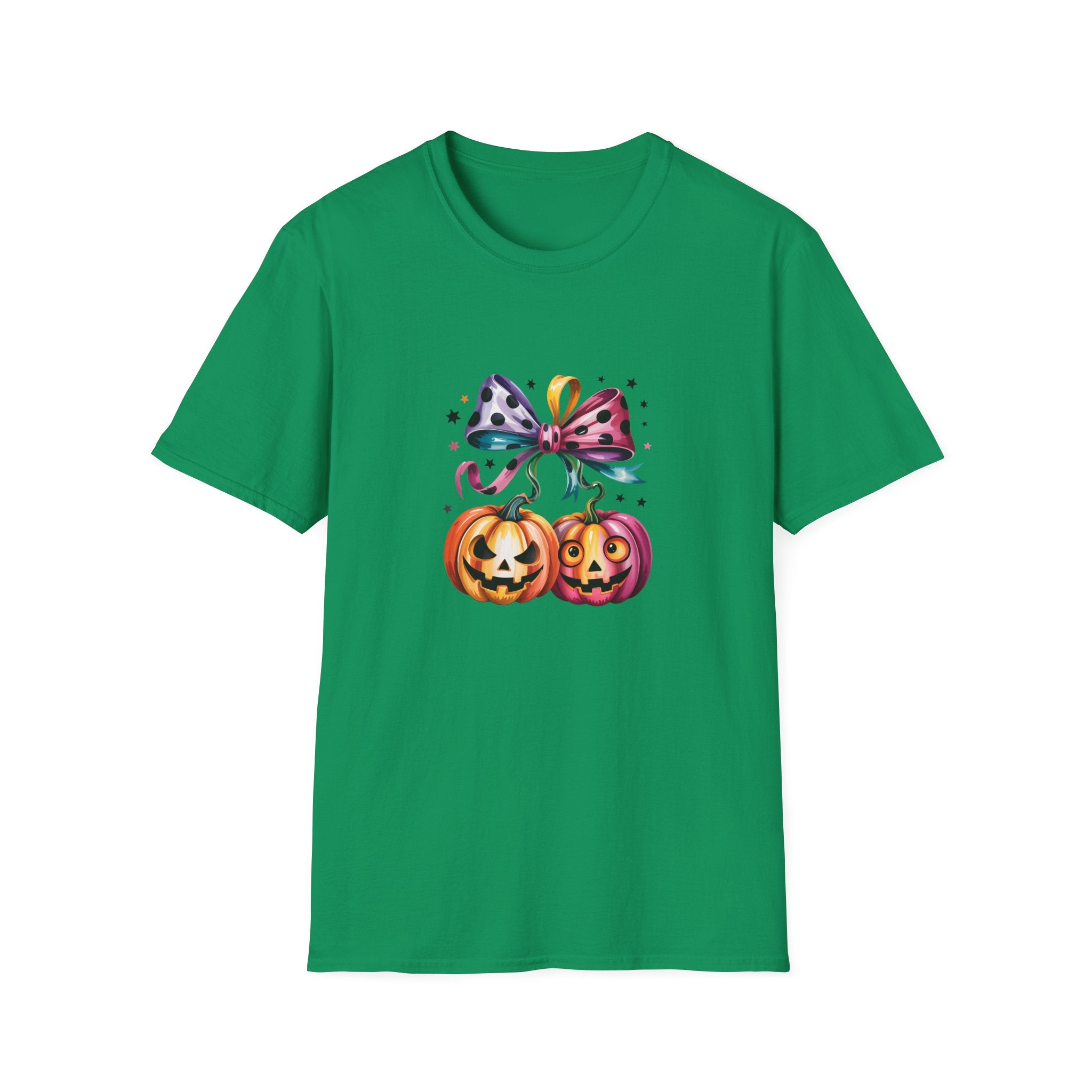 Halloween Pumpkin Bow T-Shirt — Cute Colorful Gift for Women Jack-O'-Lantern Tee