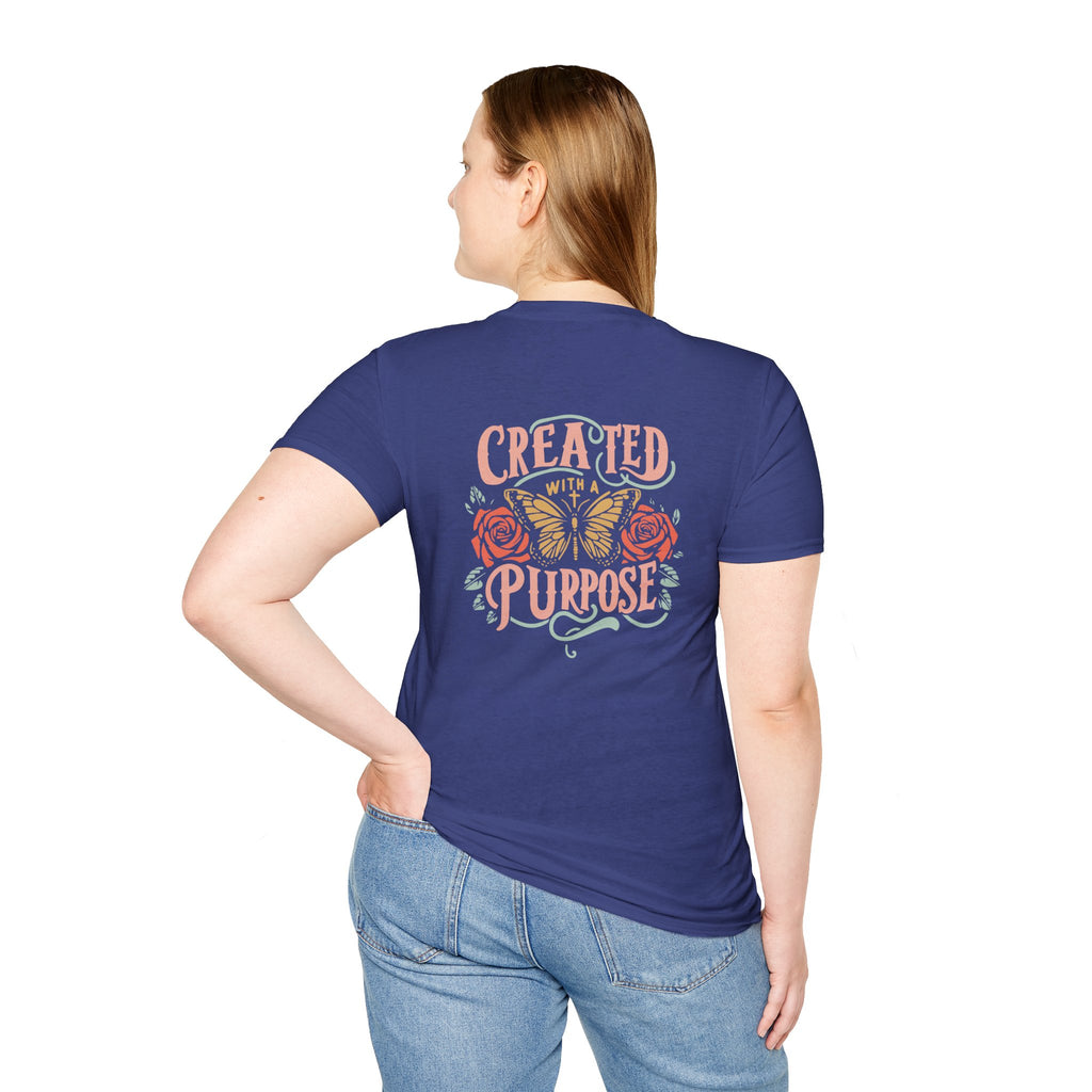 Created with a Purpose Butterfly T-Shirt Faith Graphic Tee