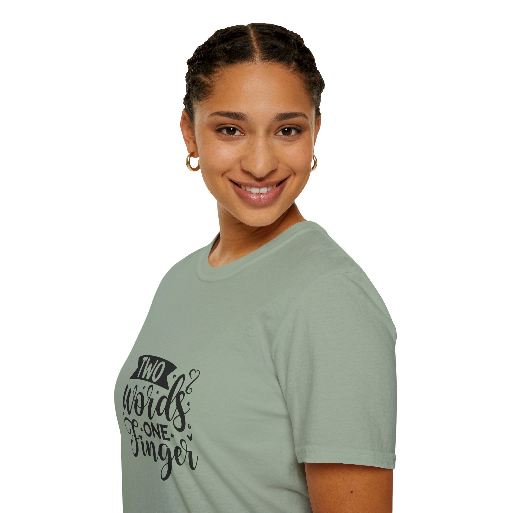 Graphic Tee — "Two Words One Finger" Funny T-Shirt