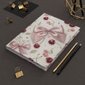 Cherry Bow Hardcover Journal — Pink Ribbon Floral Notebook for Gifts & Journaling
