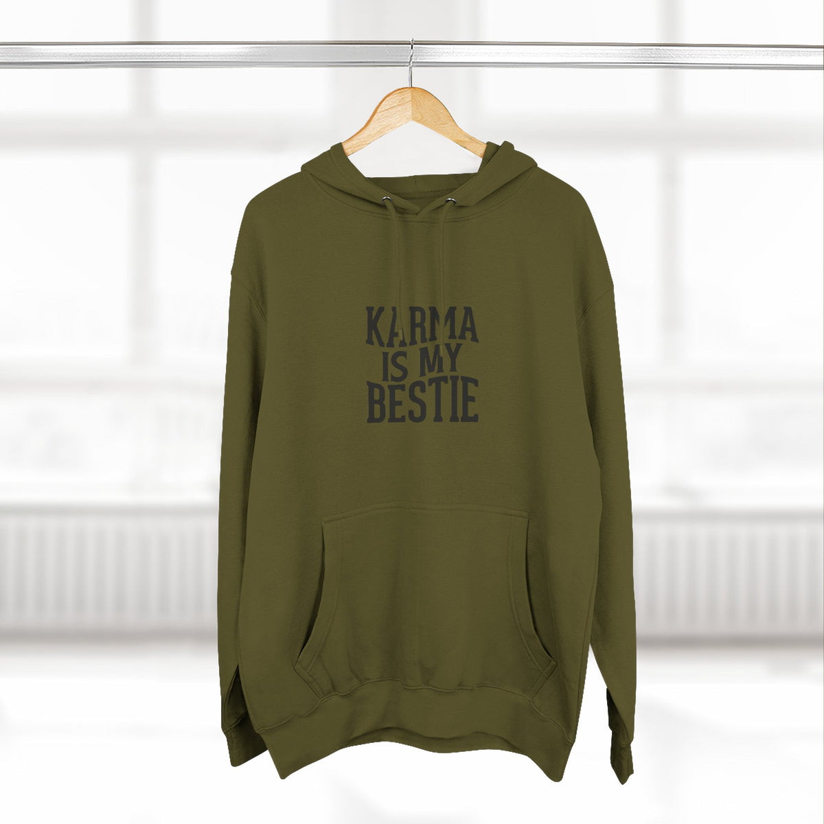 Karma Is My Bestie Graphic Pullover Hoodie