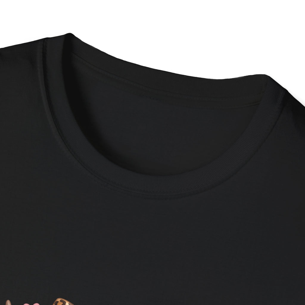 Highland Cow Leopard Bow T-Shirt — Cute Funny Gift for Her Hearts Graphic Tee