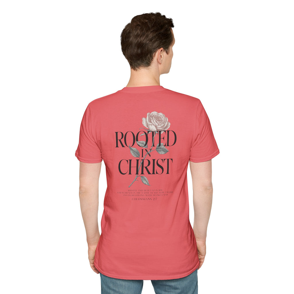 Rooted in Christ Floral T-Shirt — Christian Gift for Women Faith Graphic Tee