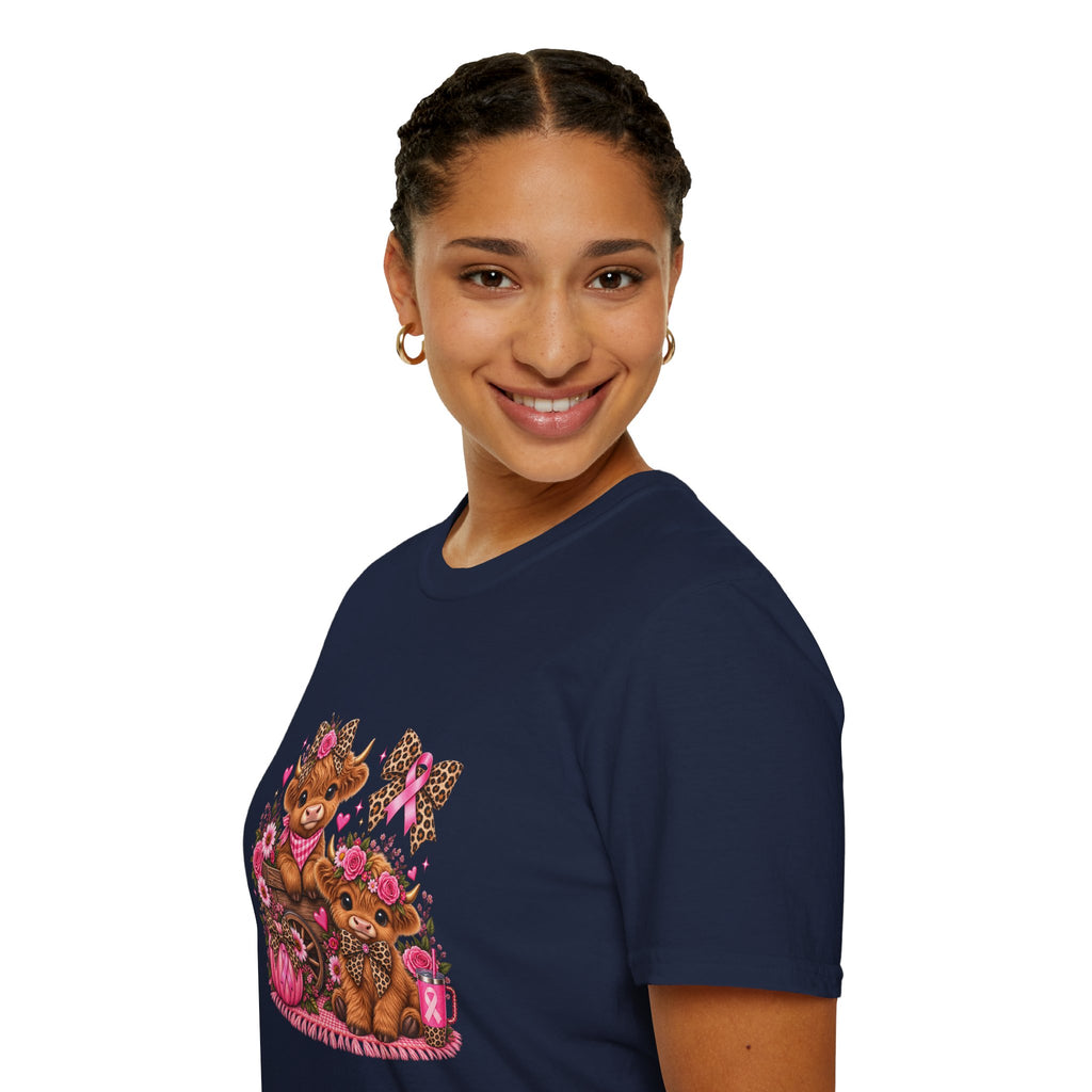 Breast Cancer Awareness Highland Cow T-Shirt
