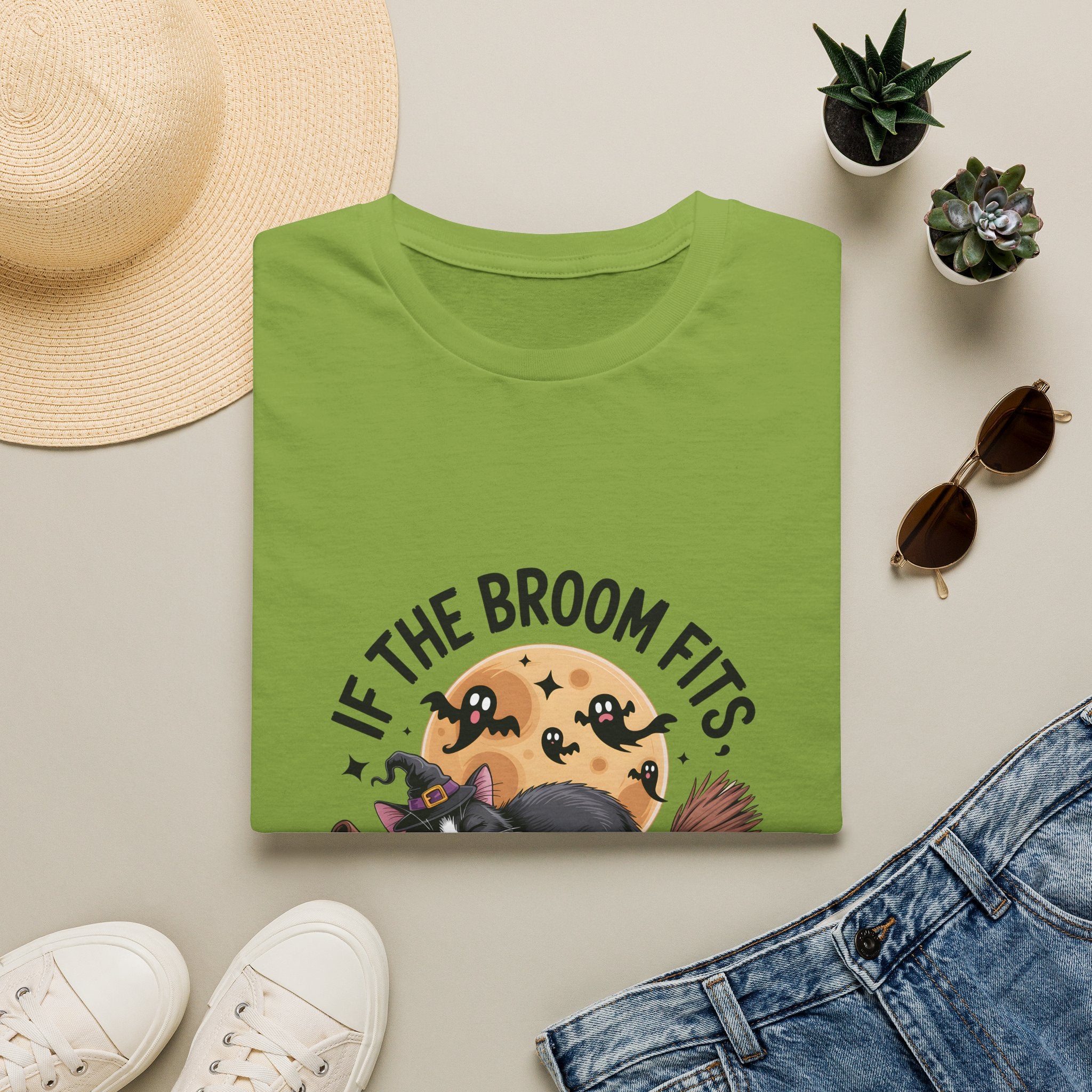 If the Broom Fits Nap on It Cat T-Shirt — Funny Halloween Gift for Women Witchy Tee