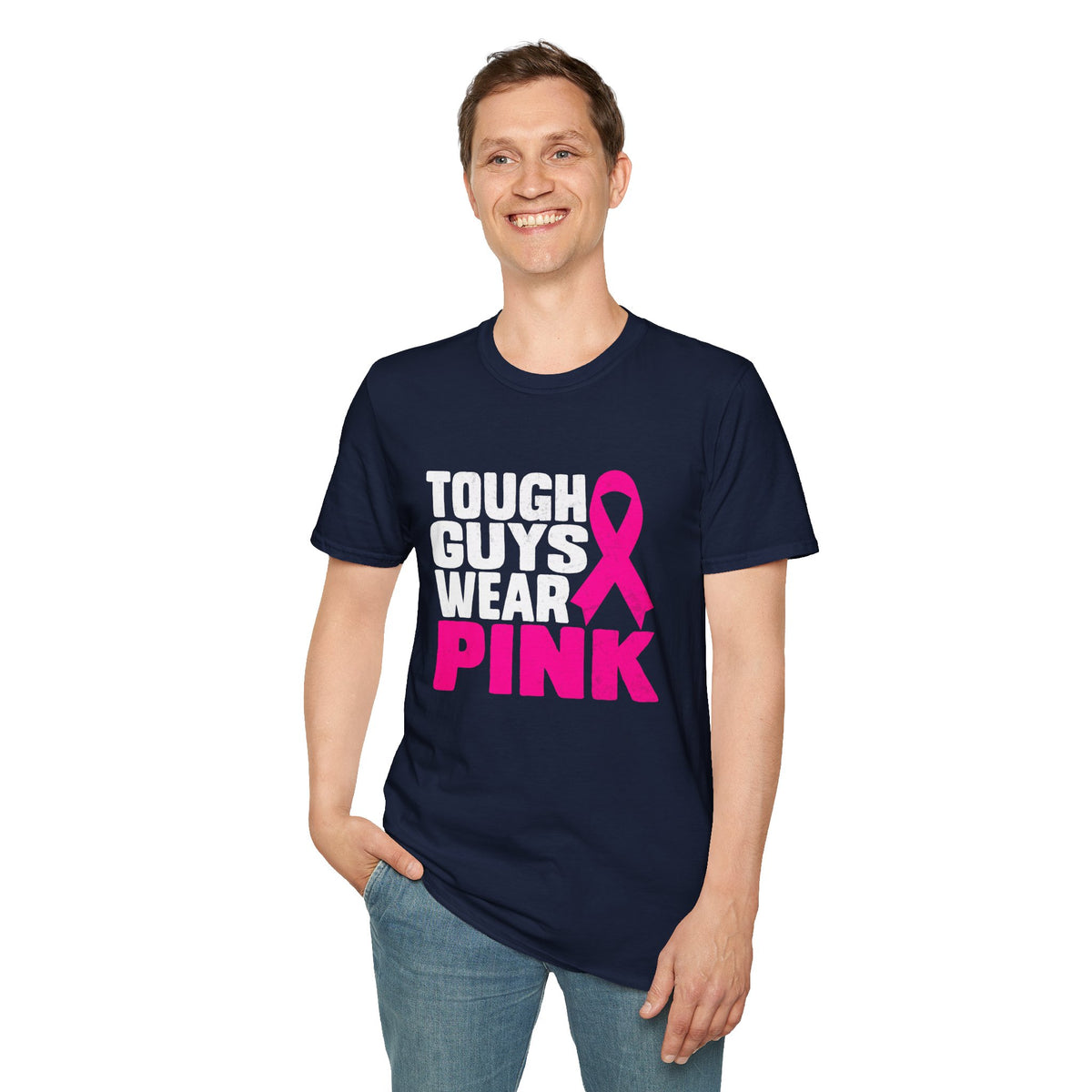 Tough Guys Wear Pink Breast Cancer Awareness T-Shirt Graphic Tee