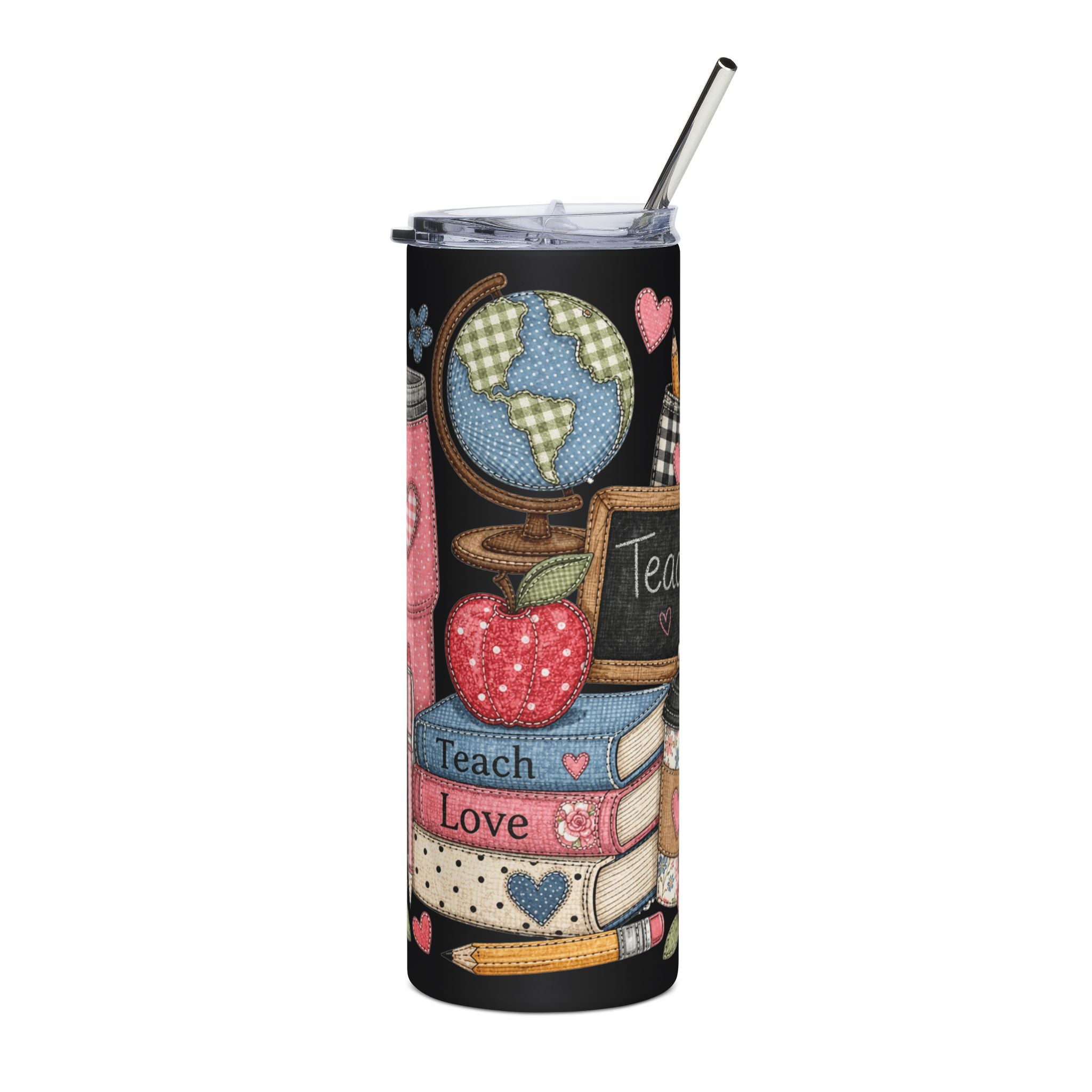 Teach Love Teacher Appreciation Tumbler — Cute Classroom Gift 20oz Stainless Steel Cup