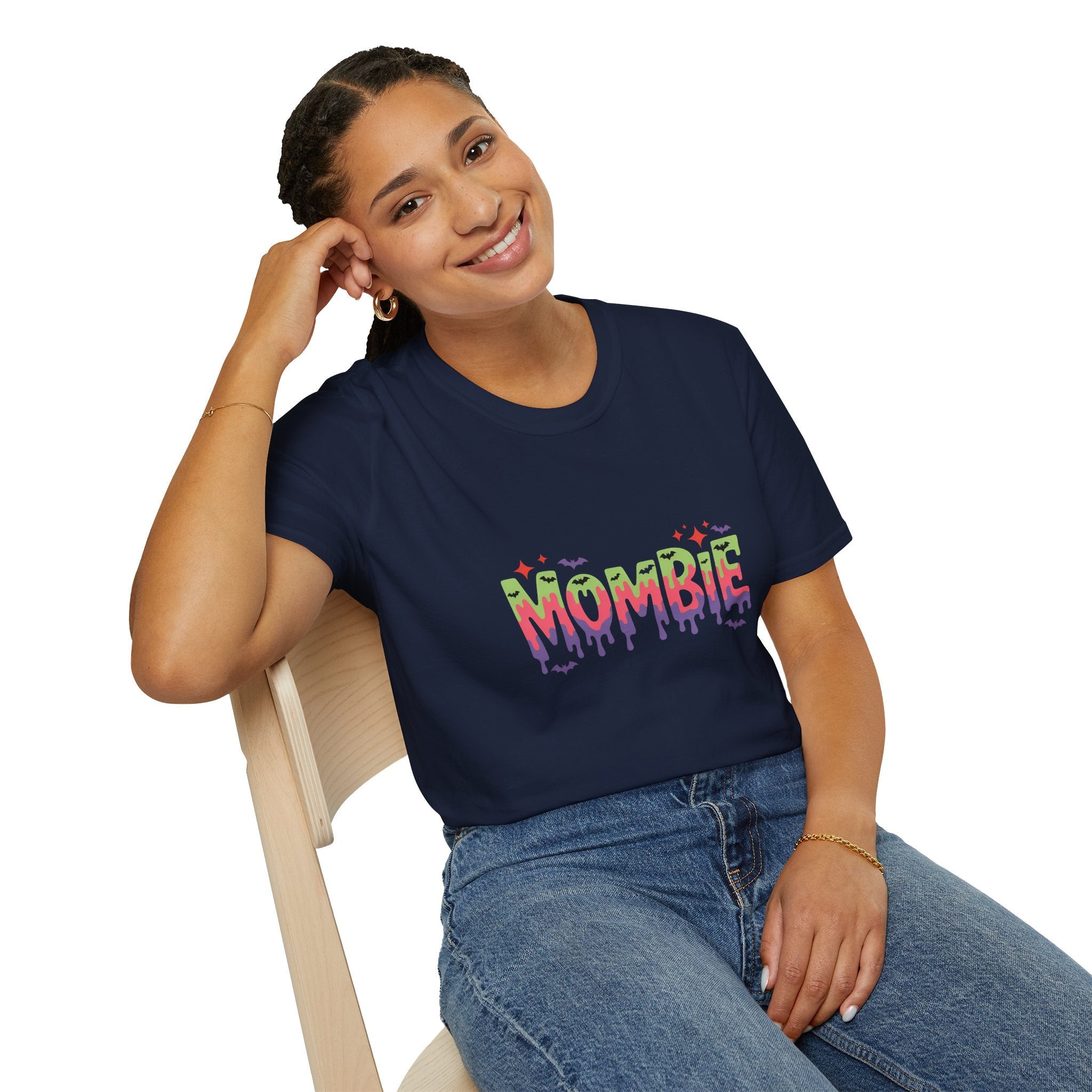 Mombie Halloween T-Shirt — Funny Zombie Mom Gift for Her Neon Graphic Tee