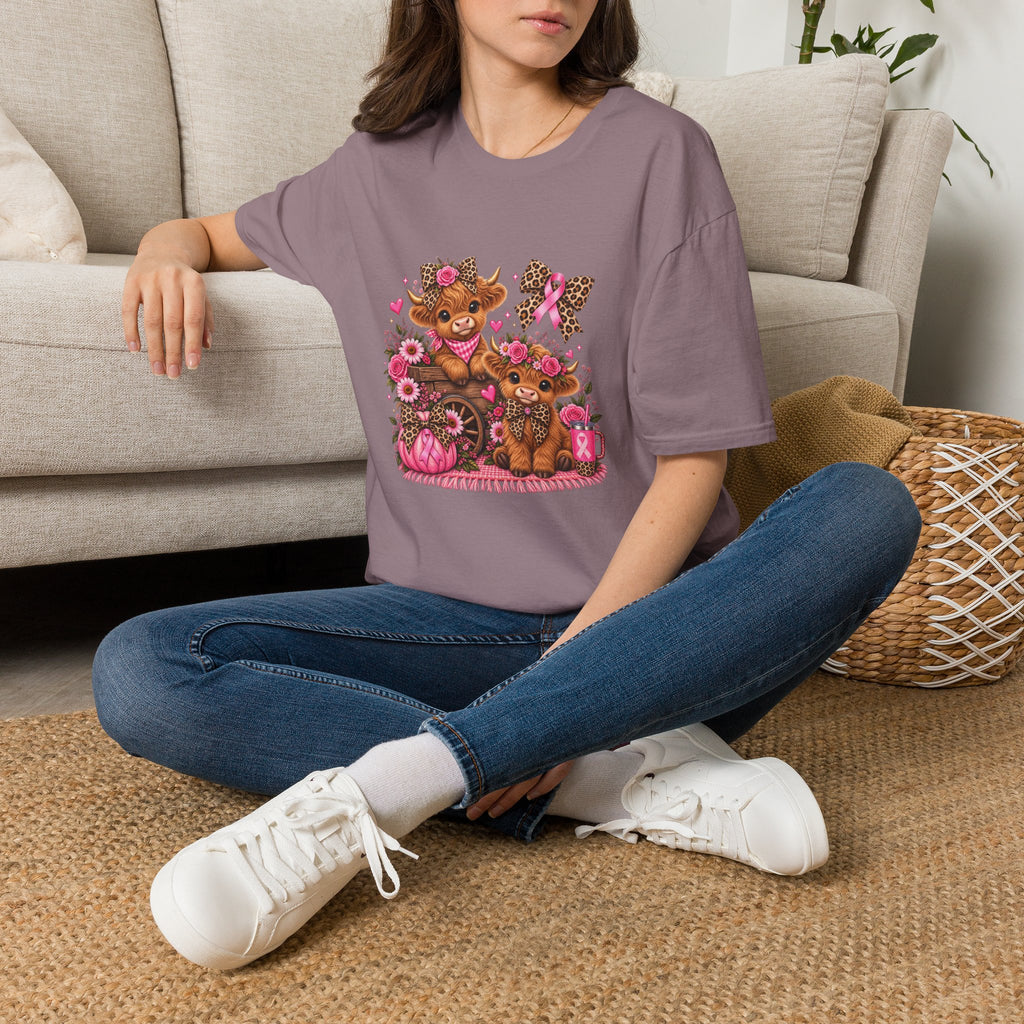 Breast Cancer Awareness Highland Cow T-Shirt