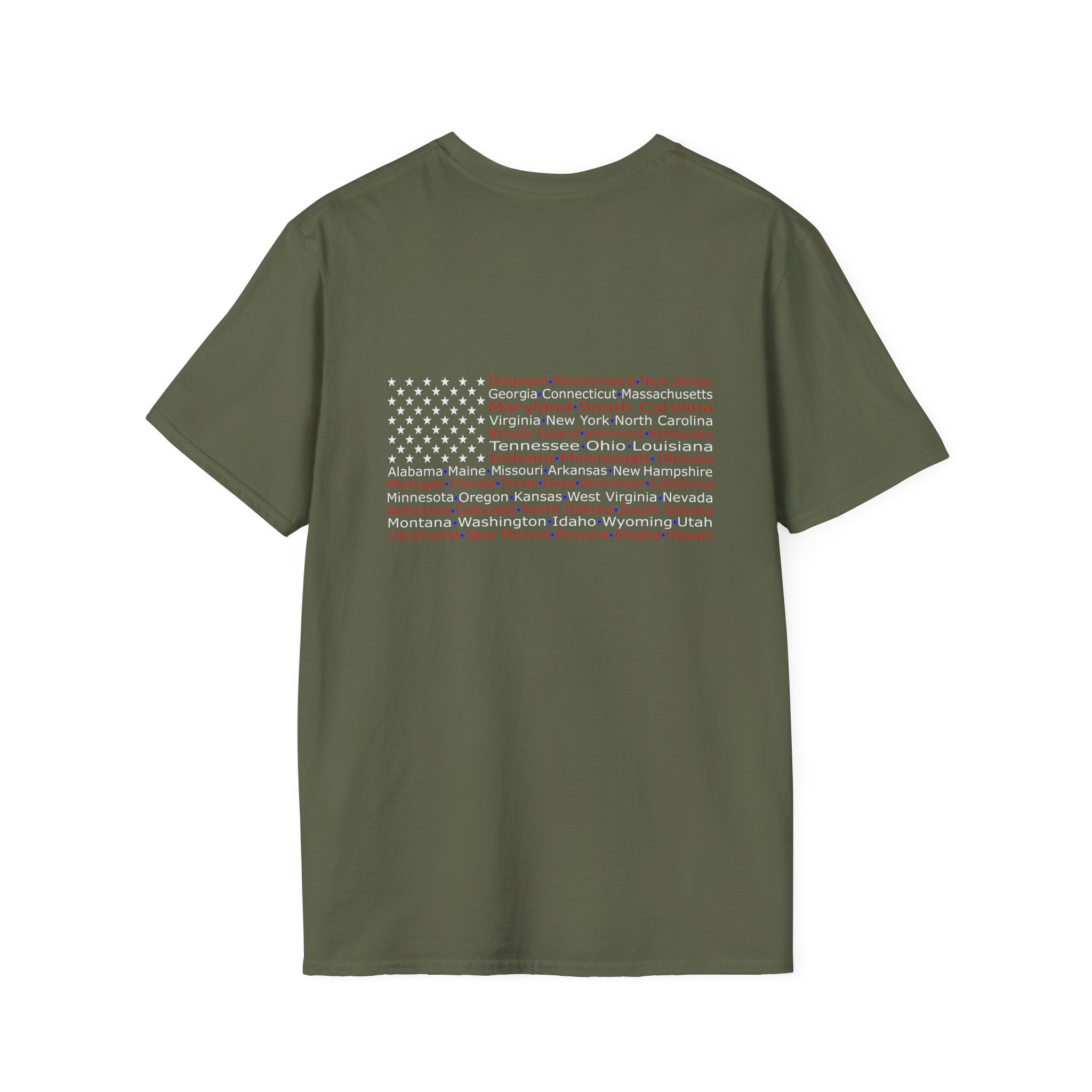 United American Flag T-Shirt — Patriotic Gift for Him Red Chest Graphic Tee