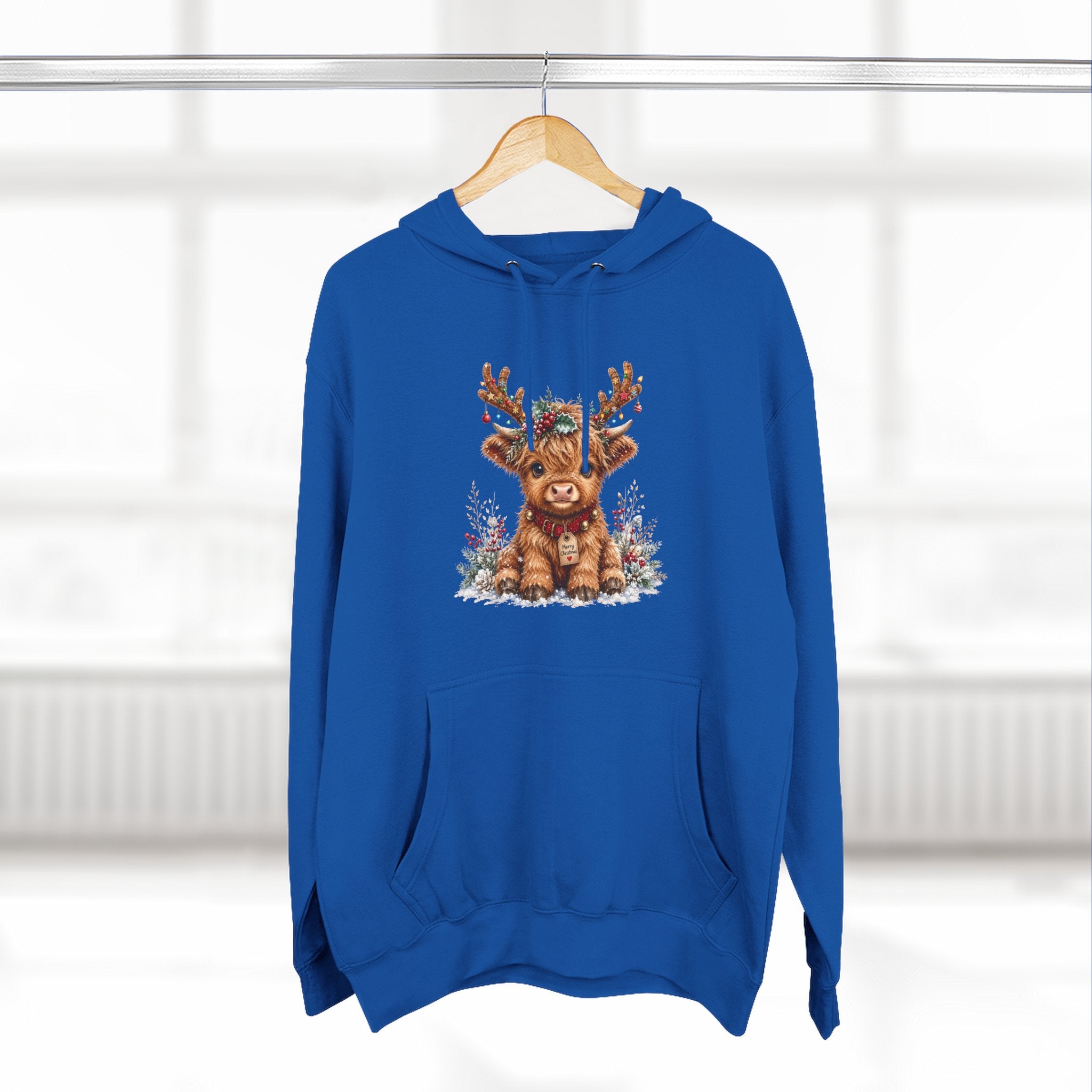 Cute Reindeer Fleece Hoodie - Christmas Woodland Holiday Sweatshirt