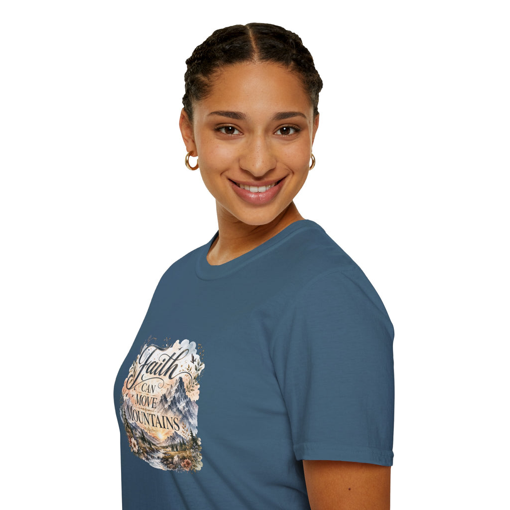 Faith Can Move Mountains T-Shirt Inspirational Christian Mountain Graphic Tee