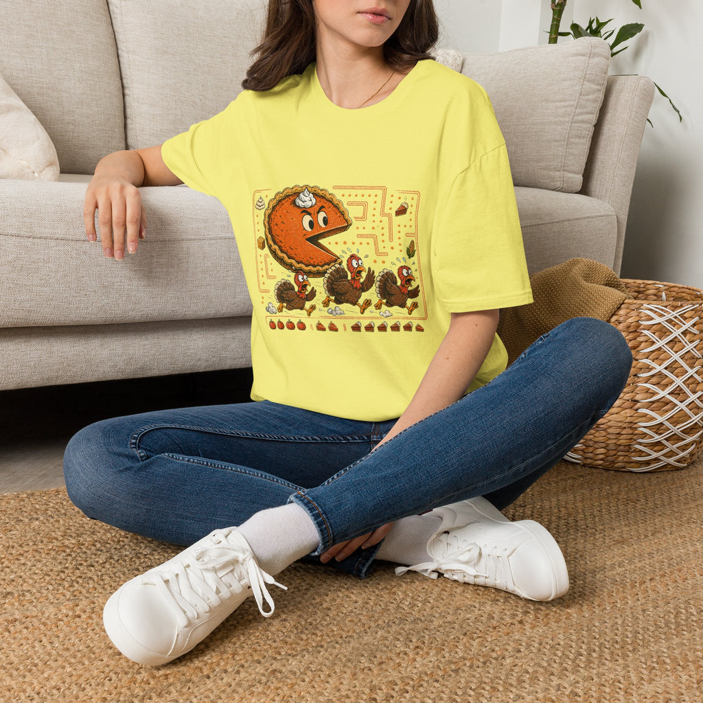 Retro Pie Monster T-Shirt — Funny Pac-Maze Dessert Gamer Tee