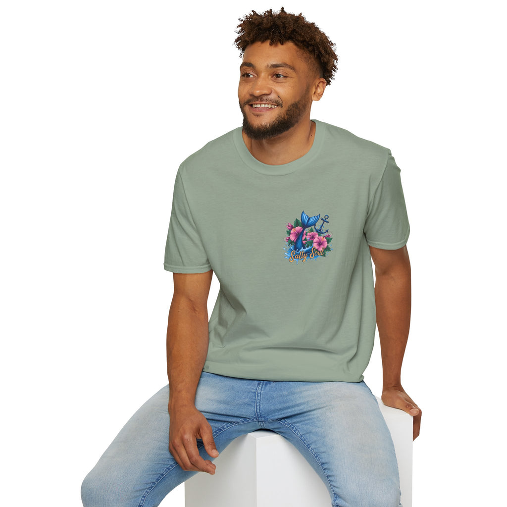 Salty Soul Mermaid Anchor Floral T-Shirt — Cute Beach Gift for Women Nautical Tee