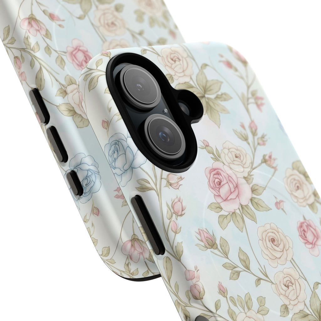 Vintage Floral Rose Magnetic iPhone Case — MagSafe Tough Protective Cover