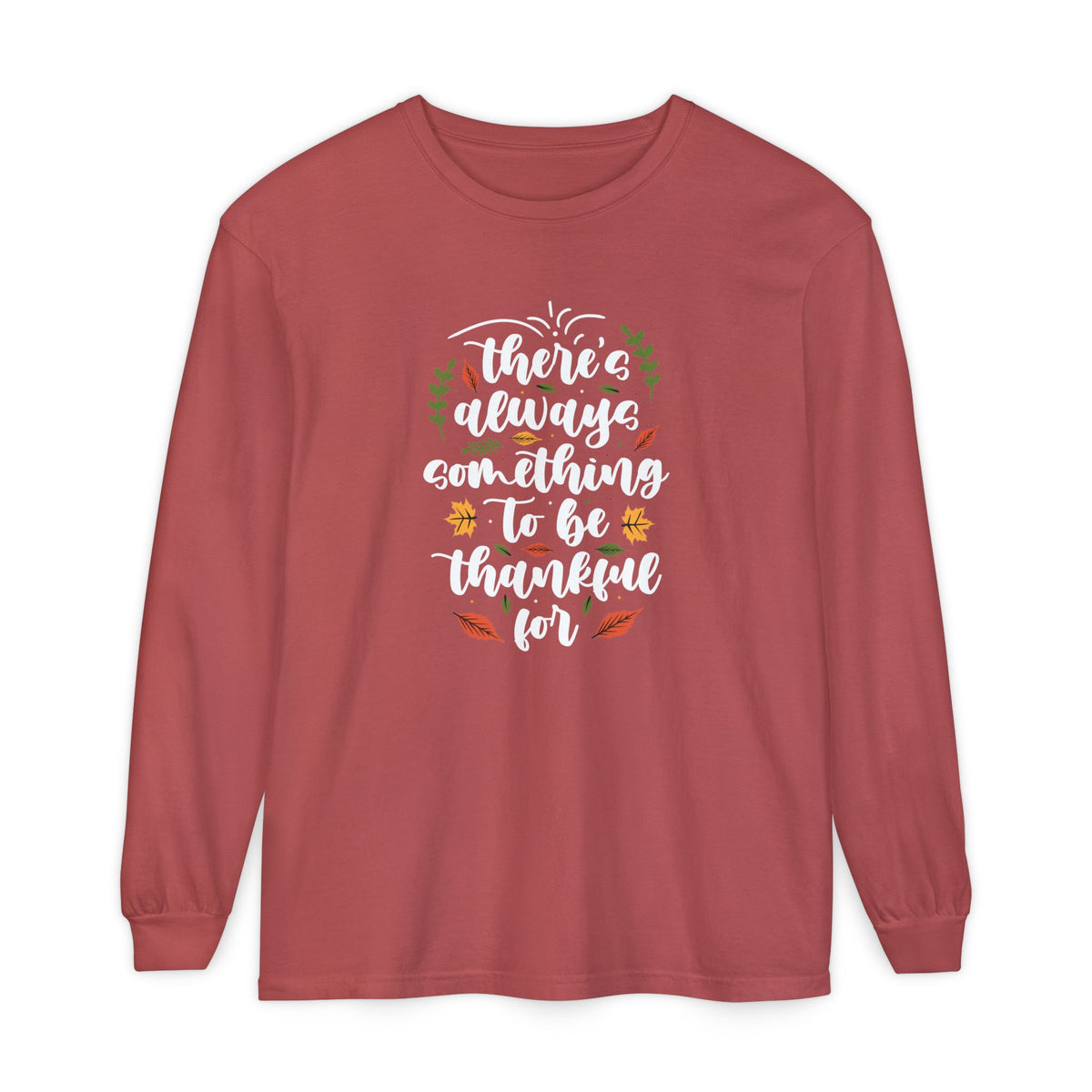 Thankful For Crewneck Long Sleeve Tee — Fall Thanksgiving Gratitude Shirt