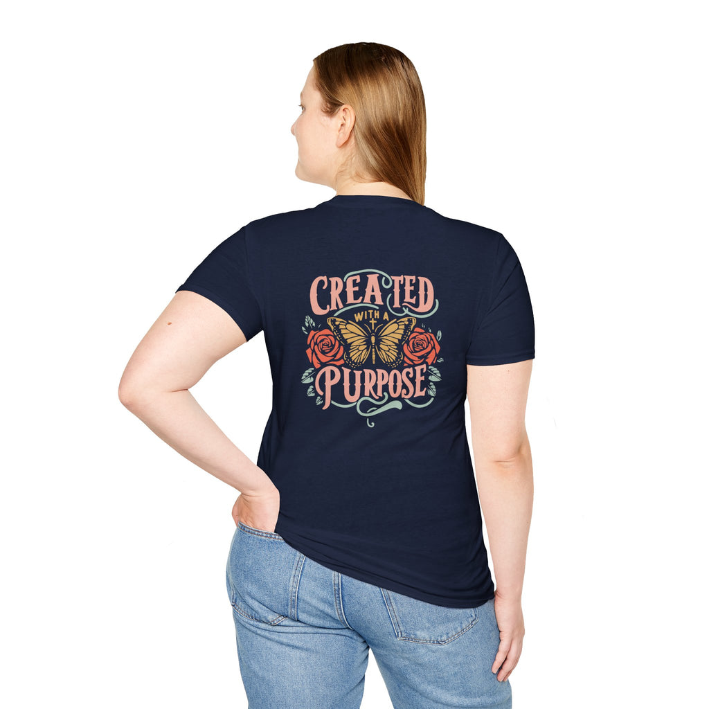 Created with a Purpose Butterfly T-Shirt Faith Graphic Tee