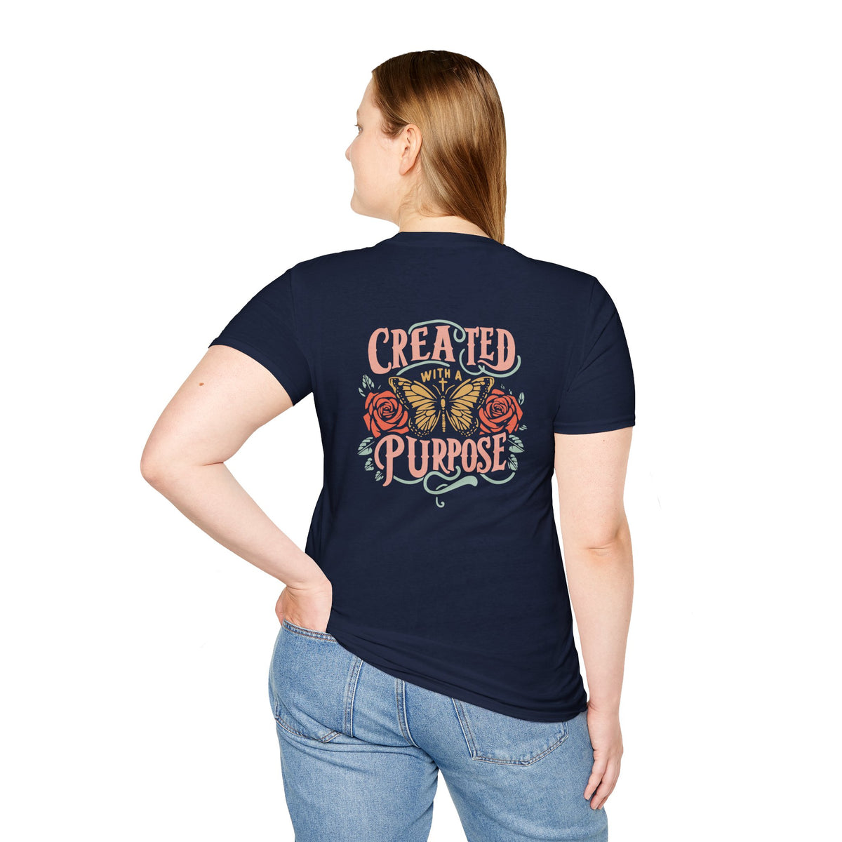 Created with a Purpose Butterfly T-Shirt Faith Graphic Tee