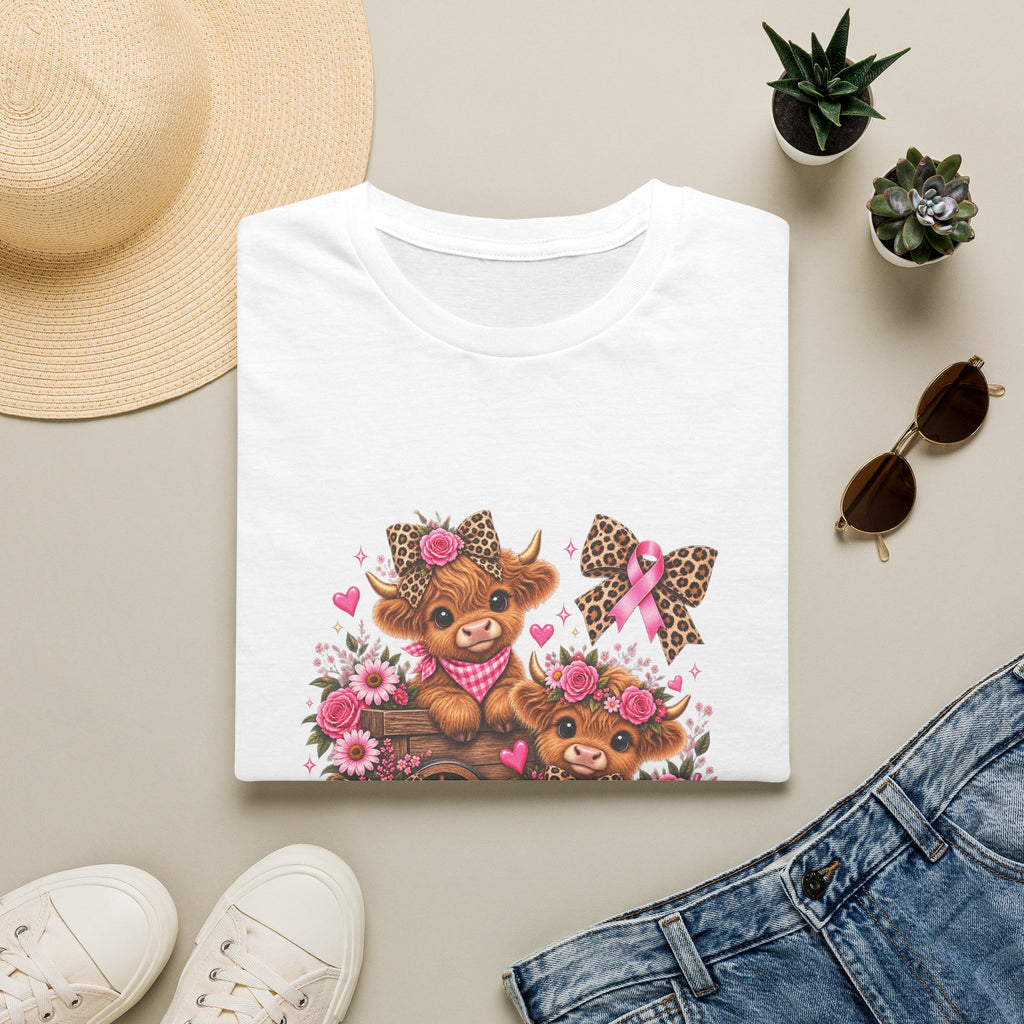 Breast Cancer Awareness Highland Cow T-Shirt