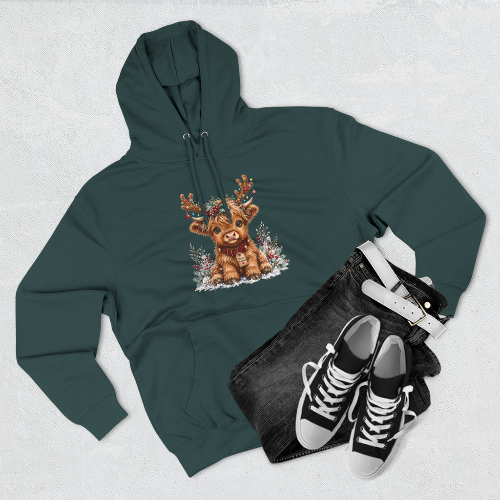 Cute Reindeer Fleece Hoodie - Christmas Woodland Holiday Sweatshirt