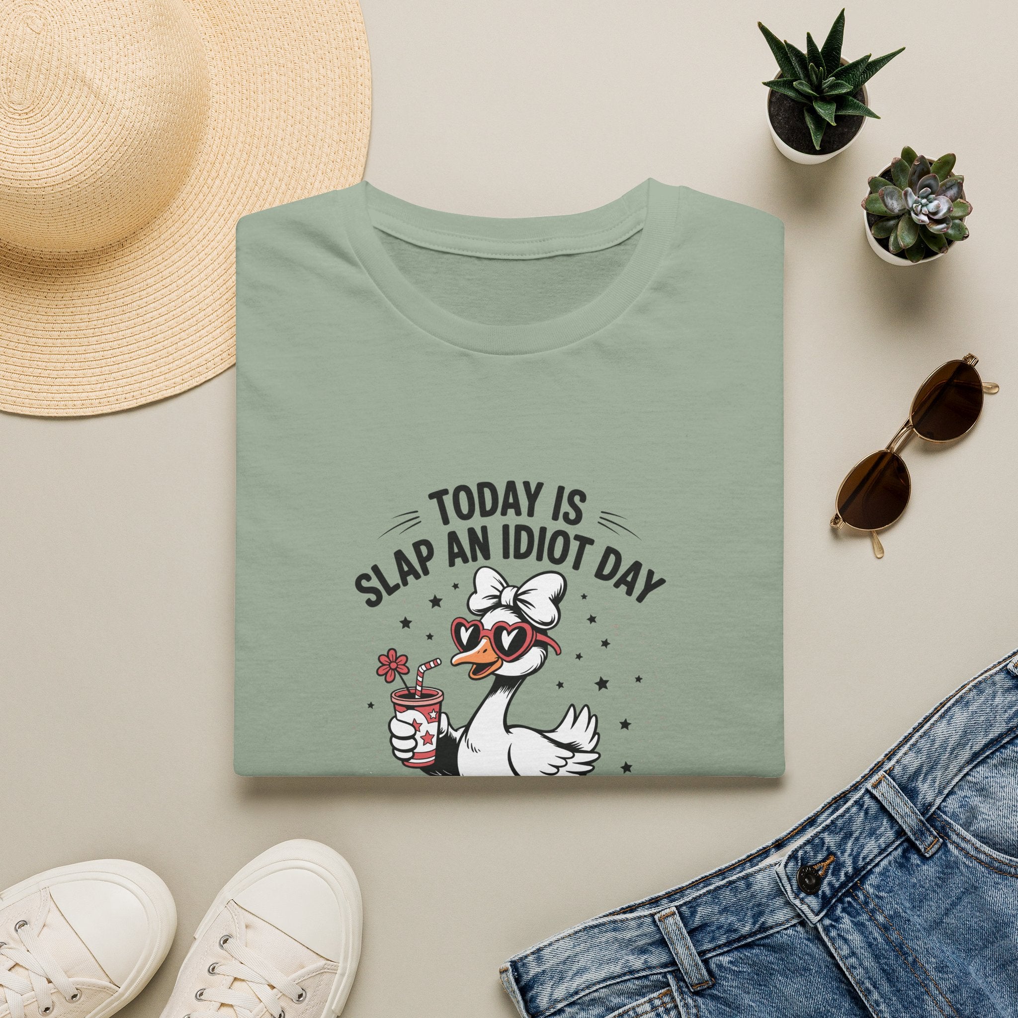 Today Is Slap An Idiot Day Duck T-Shirt — Funny Sarcastic Gift for Her Graphic Tee