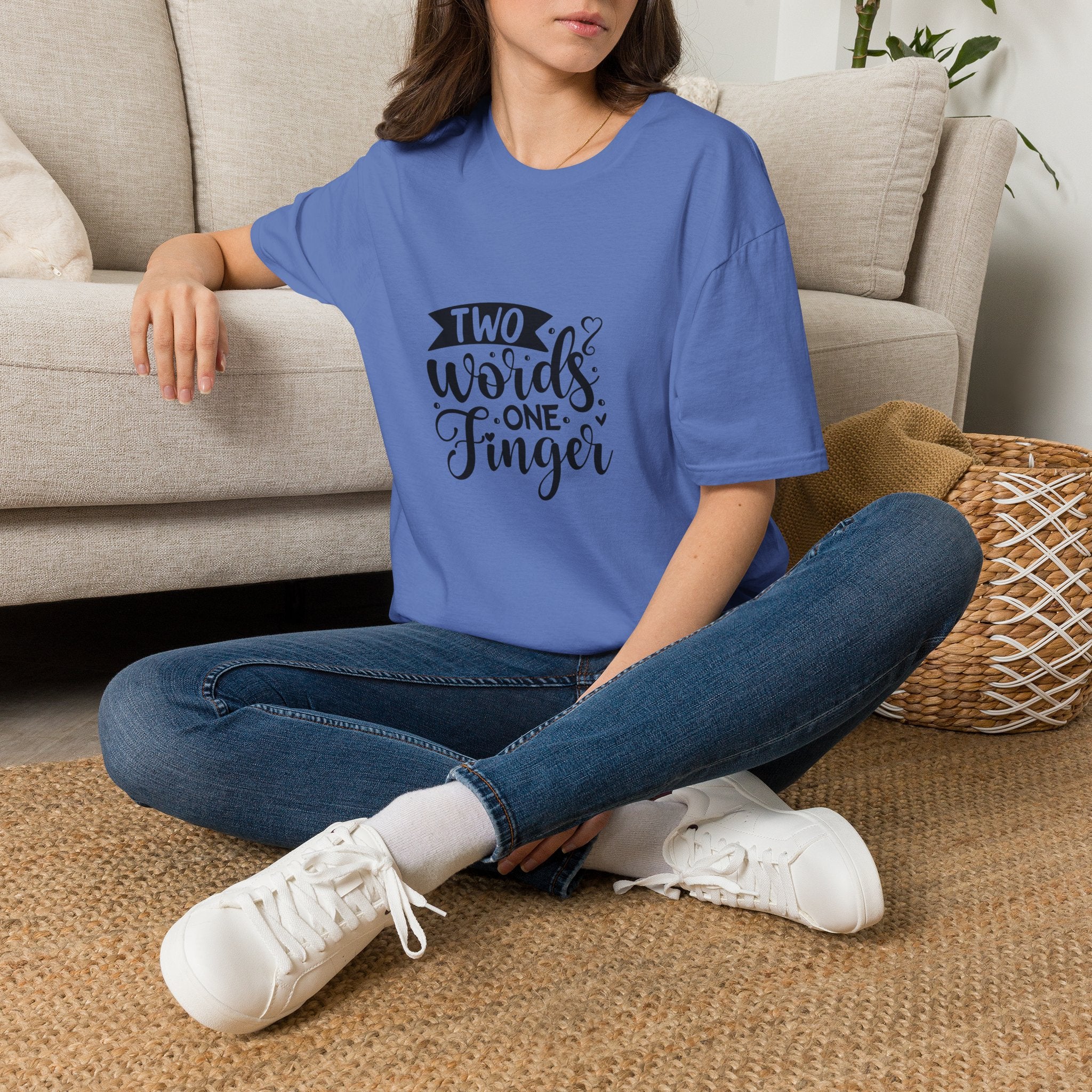 Graphic Tee — "Two Words One Finger" Funny T-Shirt