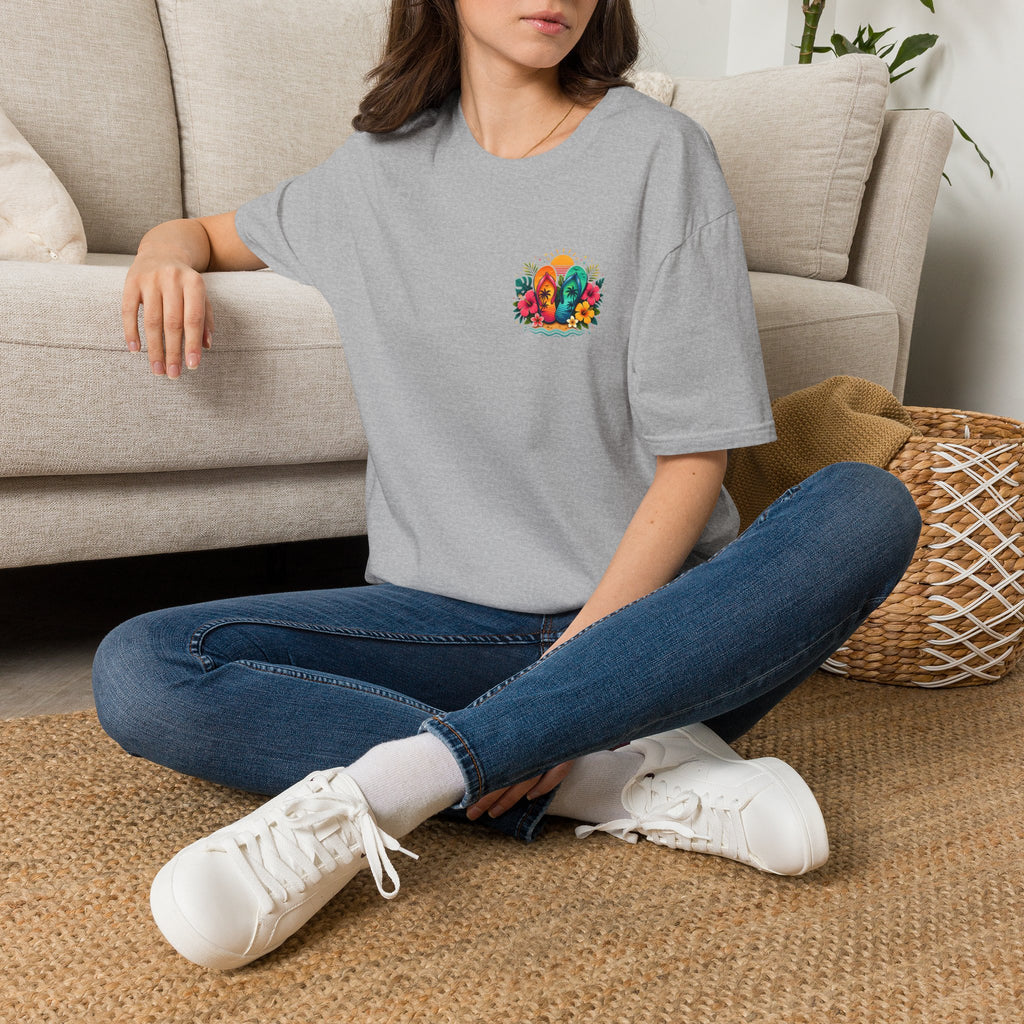 Floral Surf Chest Print T-Shirt — Cute Beach Gift for Women Graphic Tee