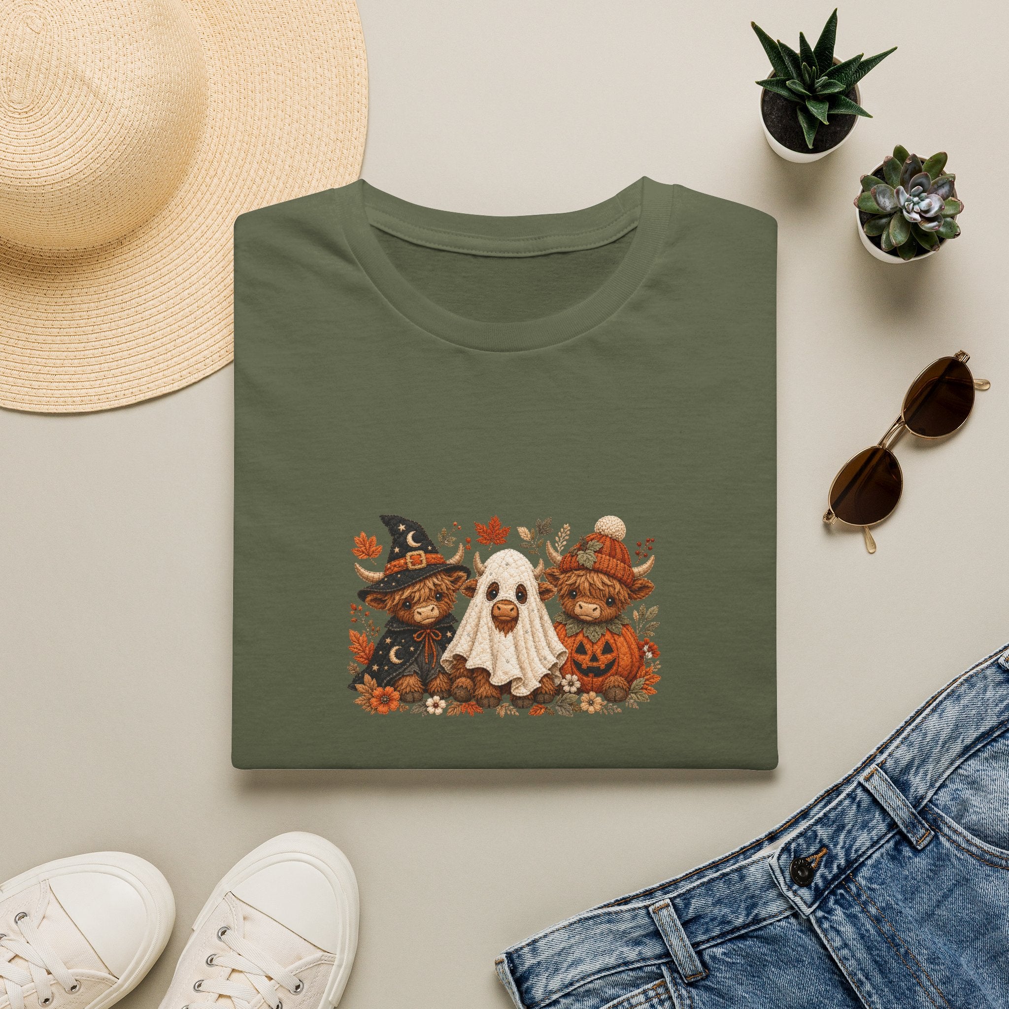 Halloween Cows Trio T-Shirt — Cute Funny Gift for Her Ghost & Pumpkin Fall Tee
