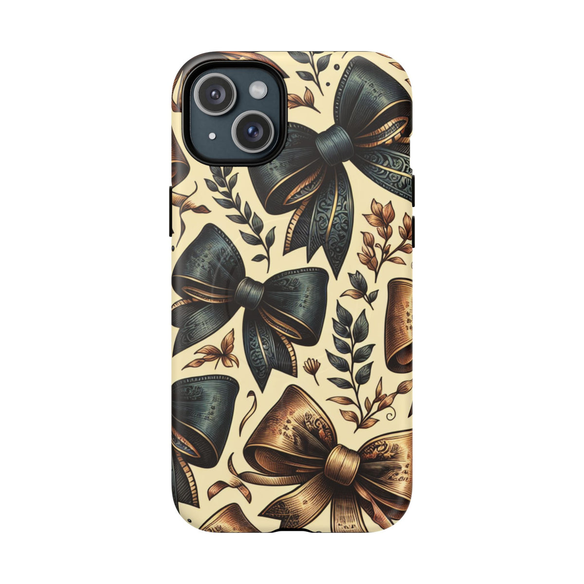 Bow Pattern Tough Magnetic Phone Case — Vintage Ribbon Floral Design