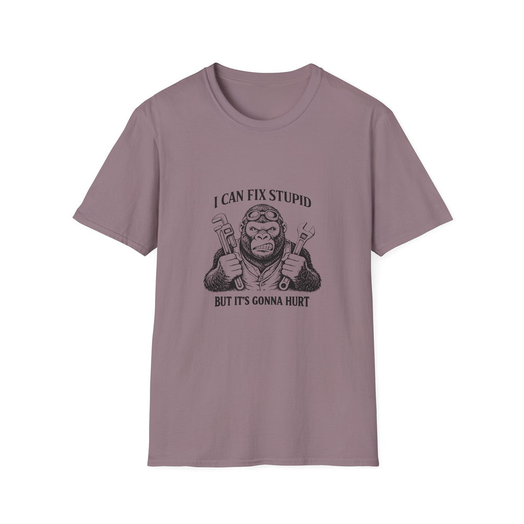 I Can Fix Stupid T-Shirt — Funny Mechanic Gift for Him Monkey Graphic Tee