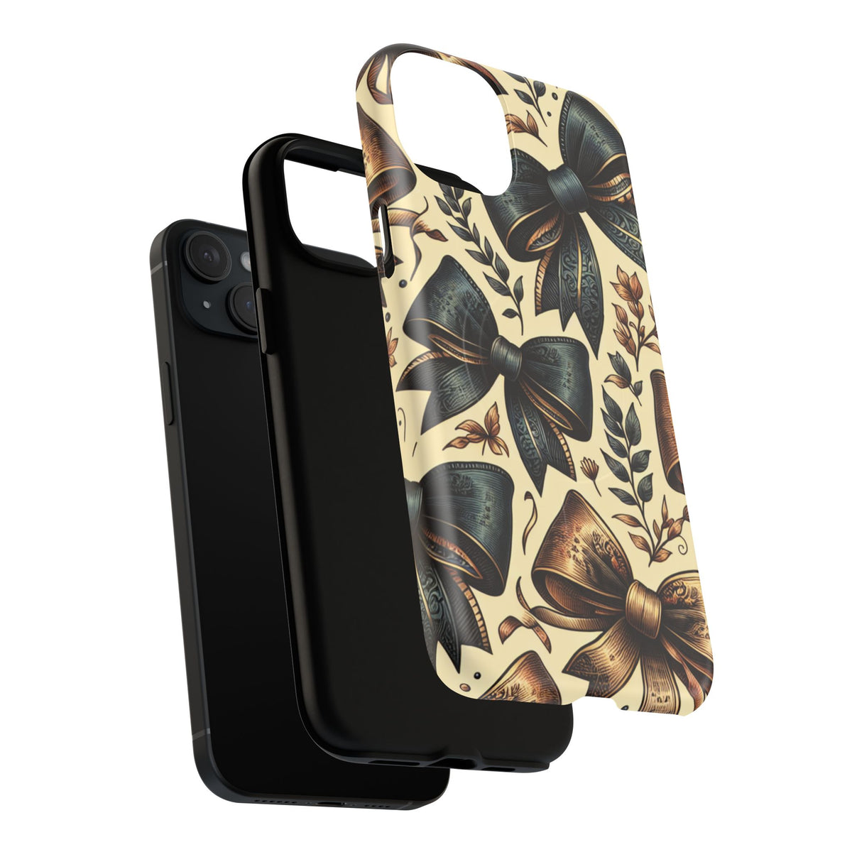 Bow Pattern Tough Magnetic Phone Case — Vintage Ribbon Floral Design
