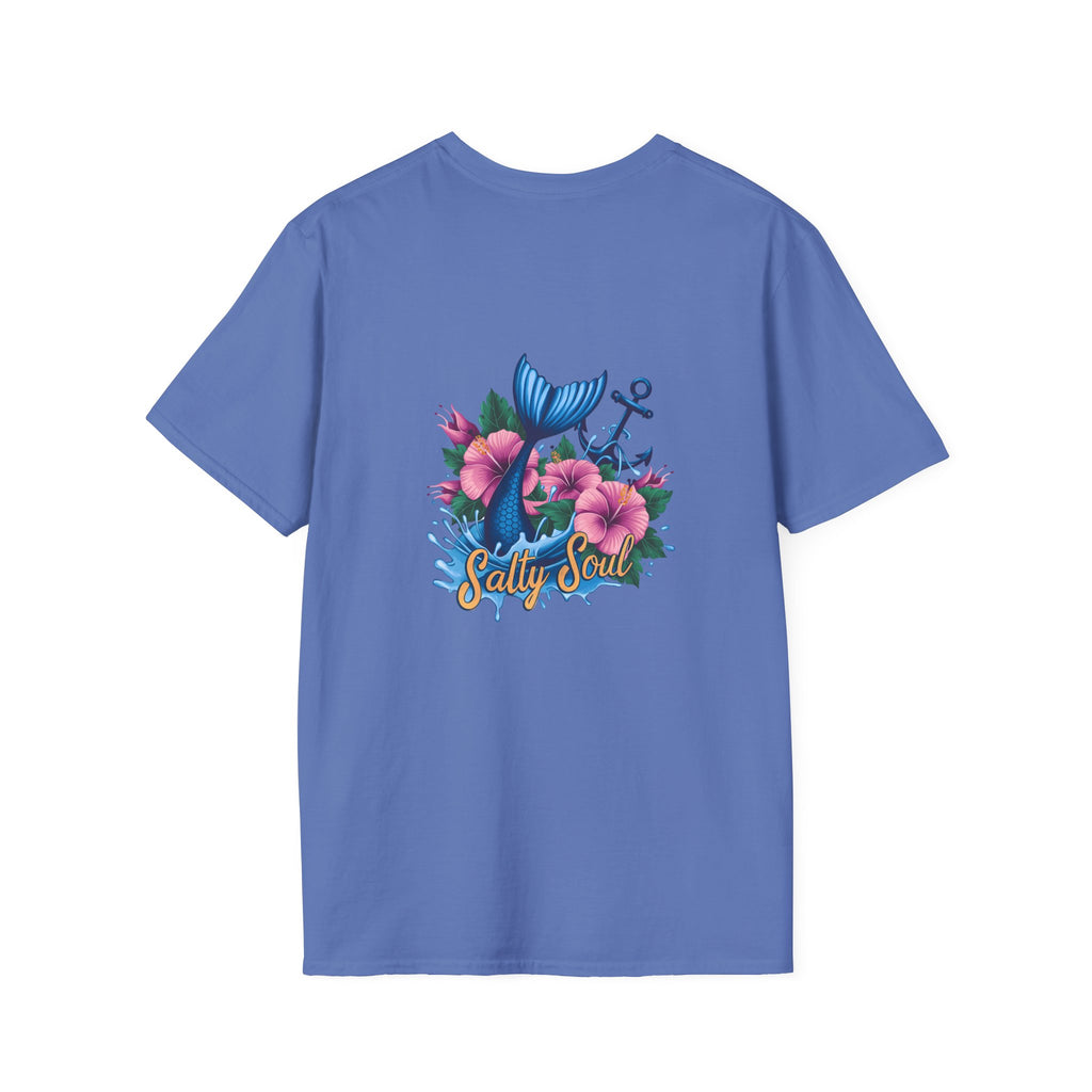 Salty Soul Mermaid Anchor Floral T-Shirt — Cute Beach Gift for Women Nautical Tee