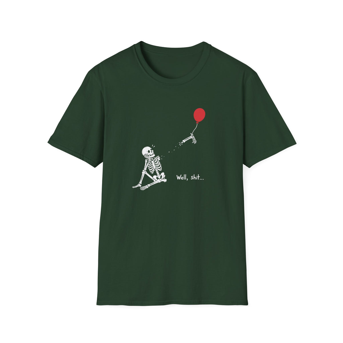 Funny Skeleton Balloon T-Shirt, Well Shit Graphic Tee